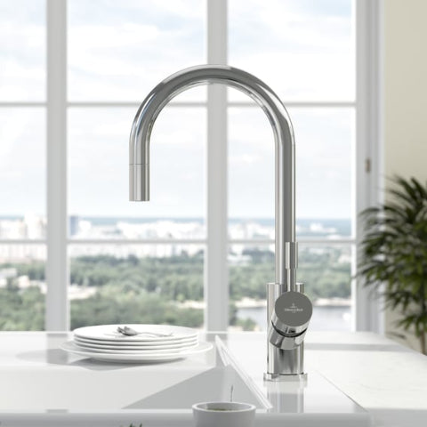 Villeroy & Boch - Umbrella Flex - Keukenkraan - Gepolijst roestvrij staal - 389mm uitloophoogte