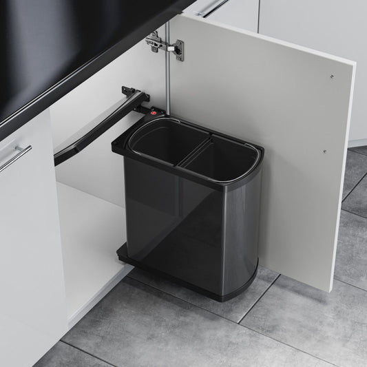 Hailo AS Duo 8/8 -  Dual Bin Swing Waste System Dark Gray