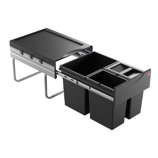 Hailo AS Raumspar Tandem 18/8/8/D - Triple Bin Swing Waste Black