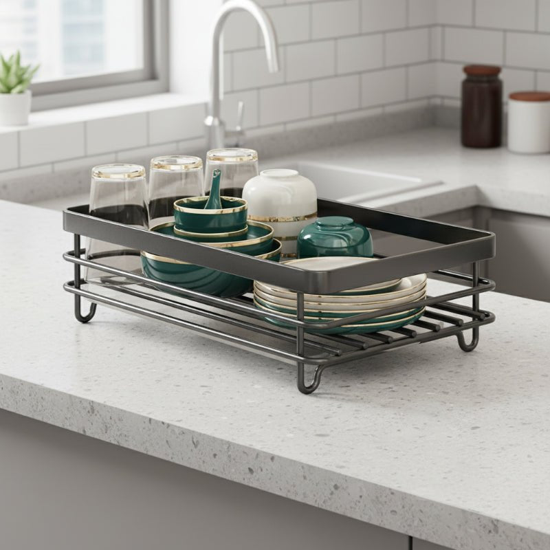 KITCHENFORM – Foldable stainless steel dish rack, space-saving design for modern kitchens 0