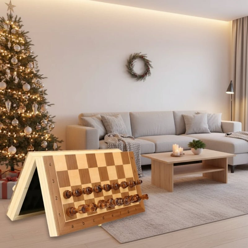 LOGIQON – Elegant magnetic wooden chess set with 39 cm large folding board 1