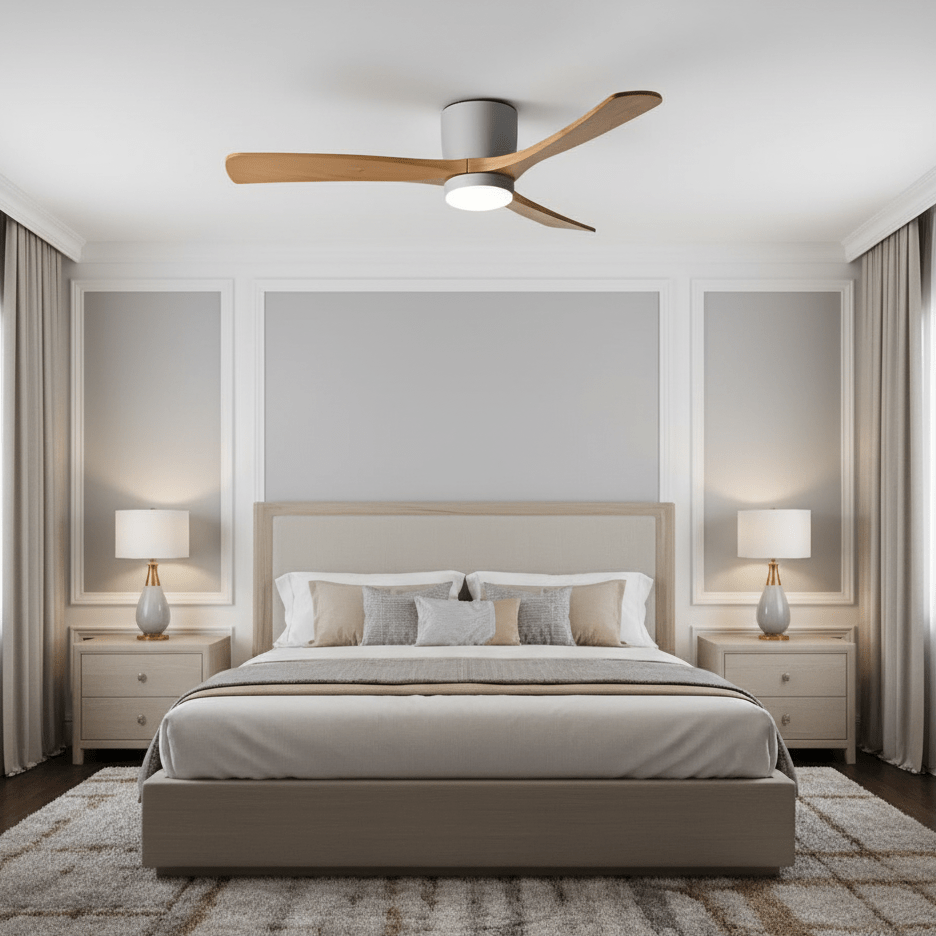 SCANDIAIR – Modern LED ceiling fan with sleek wood finish and gentle lighting 4