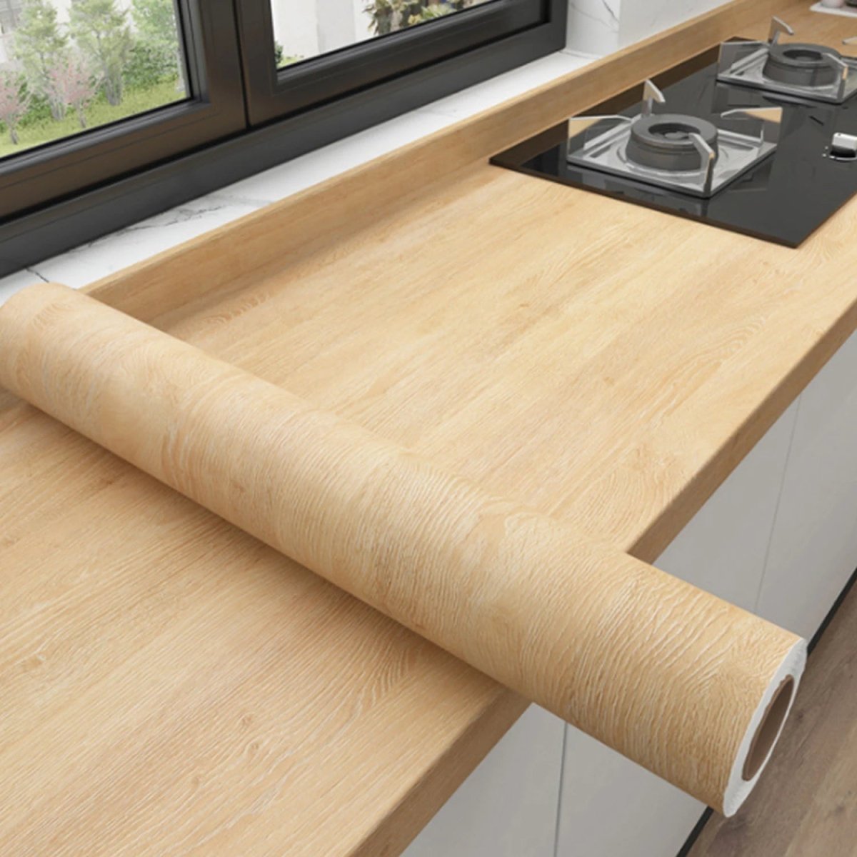 URBANDESIGN – Black peel-and-stick wallpaper in wood look for modern interior upgrades 10