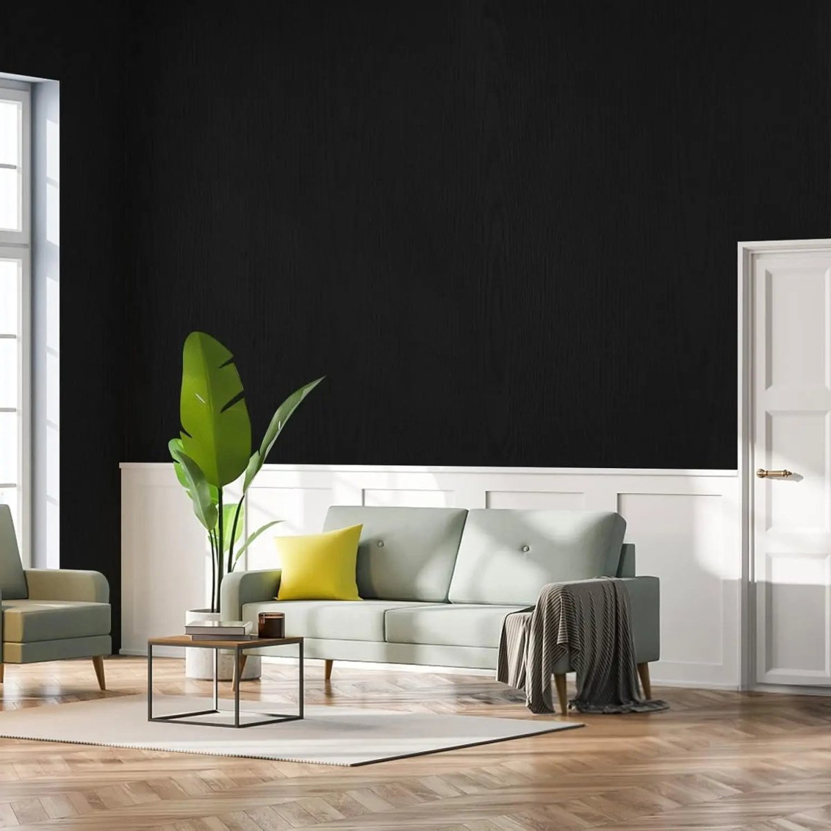 URBANDESIGN – Black peel-and-stick wallpaper in wood look for modern interior upgrades 3