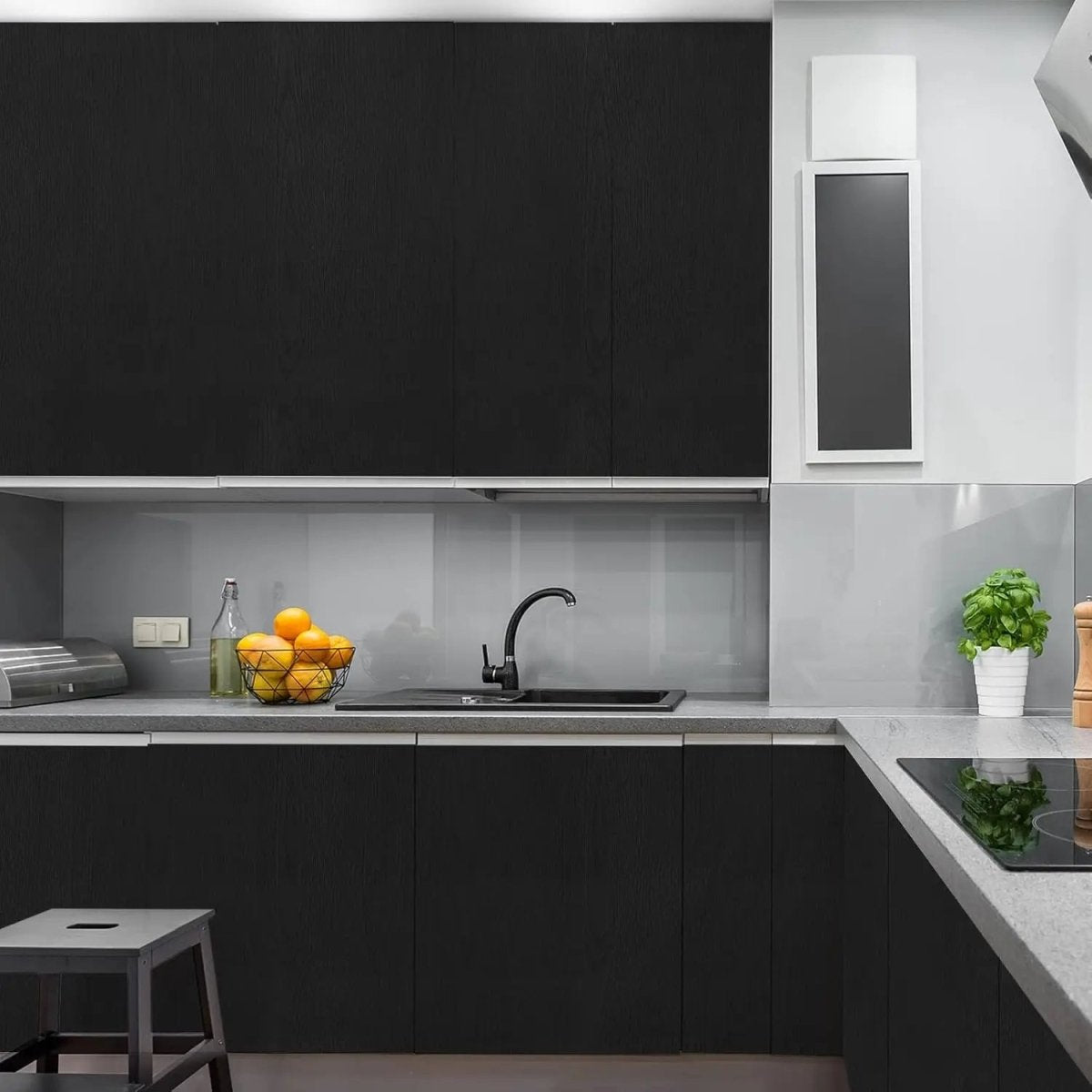 URBANDESIGN – Black peel-and-stick wallpaper in wood look for modern interior upgrades 4