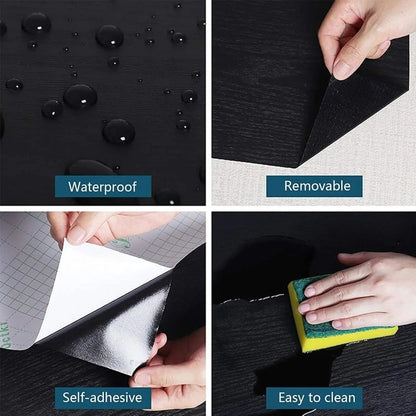 URBANDESIGN – Black peel-and-stick wallpaper in wood look for modern interior upgrades 5