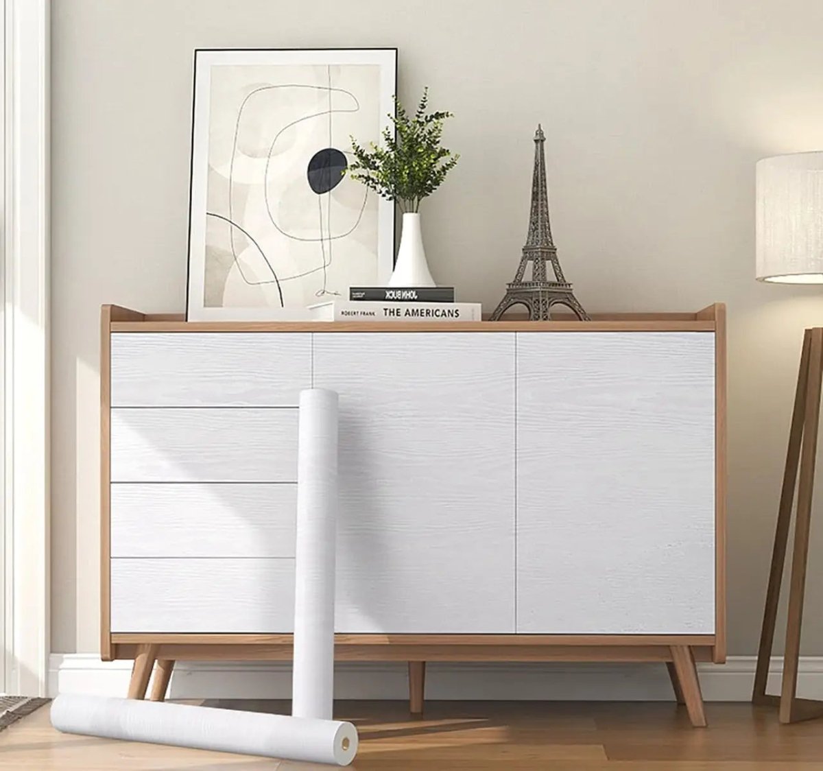 URBANDESIGN – Black peel-and-stick wallpaper in wood look for modern interior upgrades 7