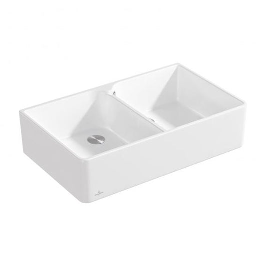 Villeroy & Boch Dubbele Keukenspoelbak - 90 x 55 cm - Keramiek - Wit Alpin Ceramicplus
